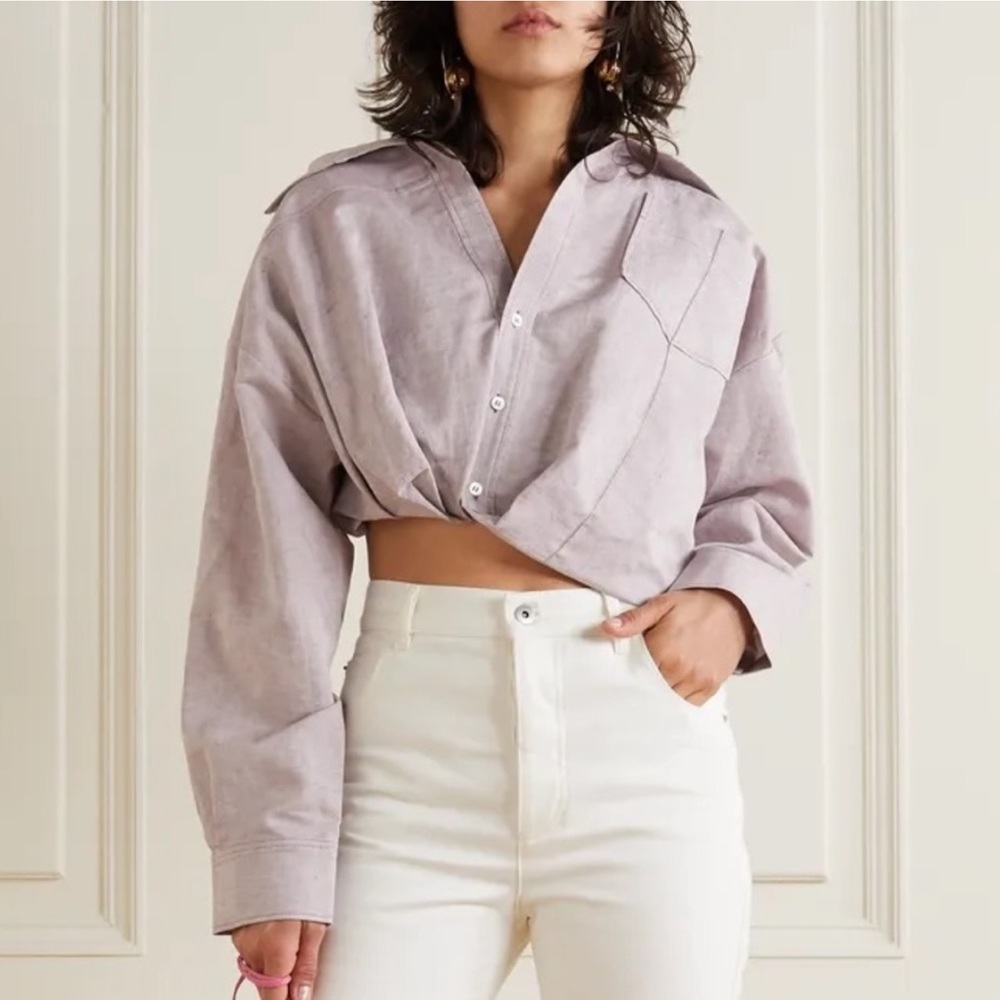 JACQUEMUS - Mejean cropped cotton and linen-blend shirt